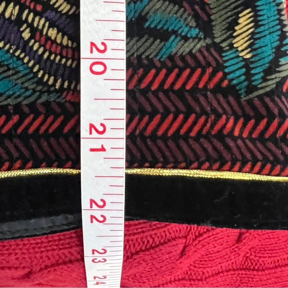 Vintage Japan Velvet Artsy Floral Blazer Jacket Gold Button Roses Sz 10 Black - Picture 11 of 12